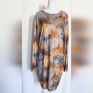 Missguided Plus Womens Size 16 Ribbed Long Sleeve Mini Dress Tie Dye NWT